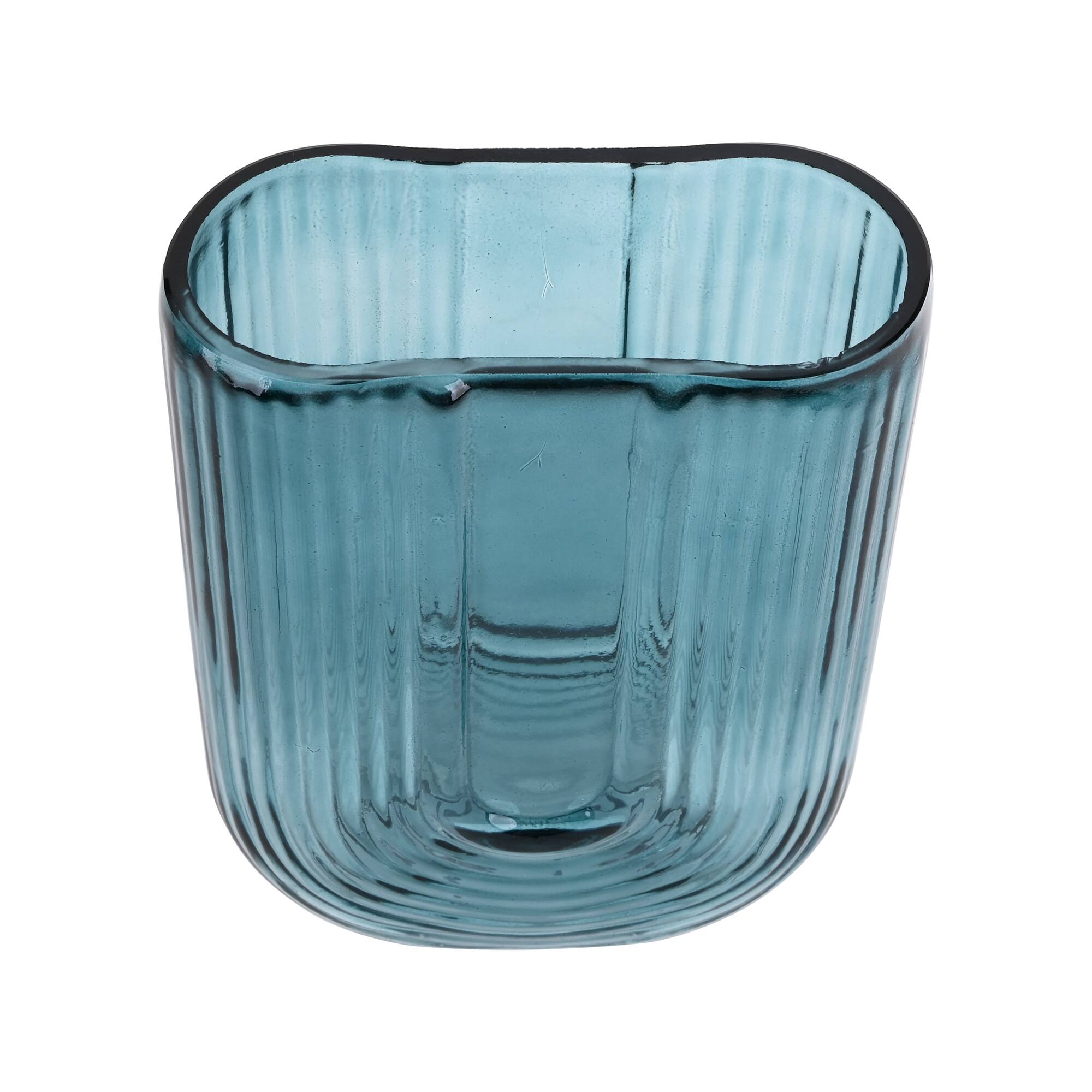 6.75" Blue Fluted U-Shaped Glass Tabletop Vase by Ashland®